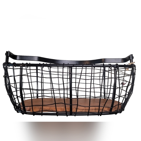 Metal & Wood Wire Basket - Picture 2 of 13